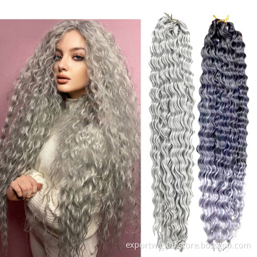Deep Wave Braiding Hair Synthetic Crochet Wavy Egyptian Curly Ombre Afro Long Deep Hair Extension for Russia